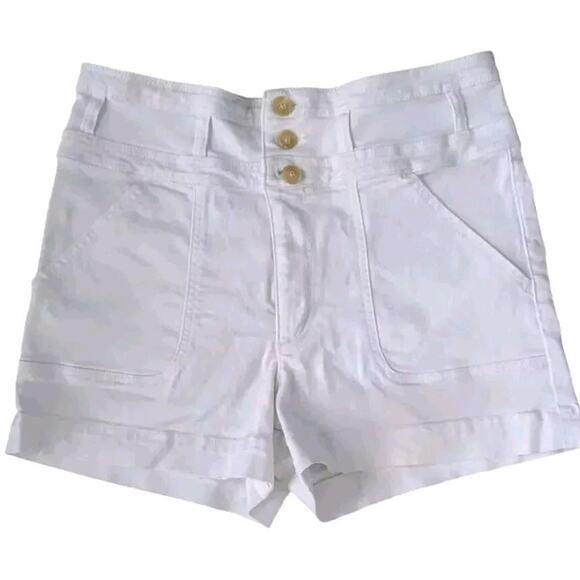 Anthropologie Pilcro Wanderer White Denim Jean Shorts Women 30 High Rise 8 - Picture 2 of 14